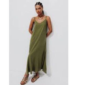 Olive Green Maxi Slip Dress for Casual Wear